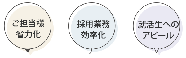 採用ご担当様省力化、採用業務DX化、就活生へのアピール